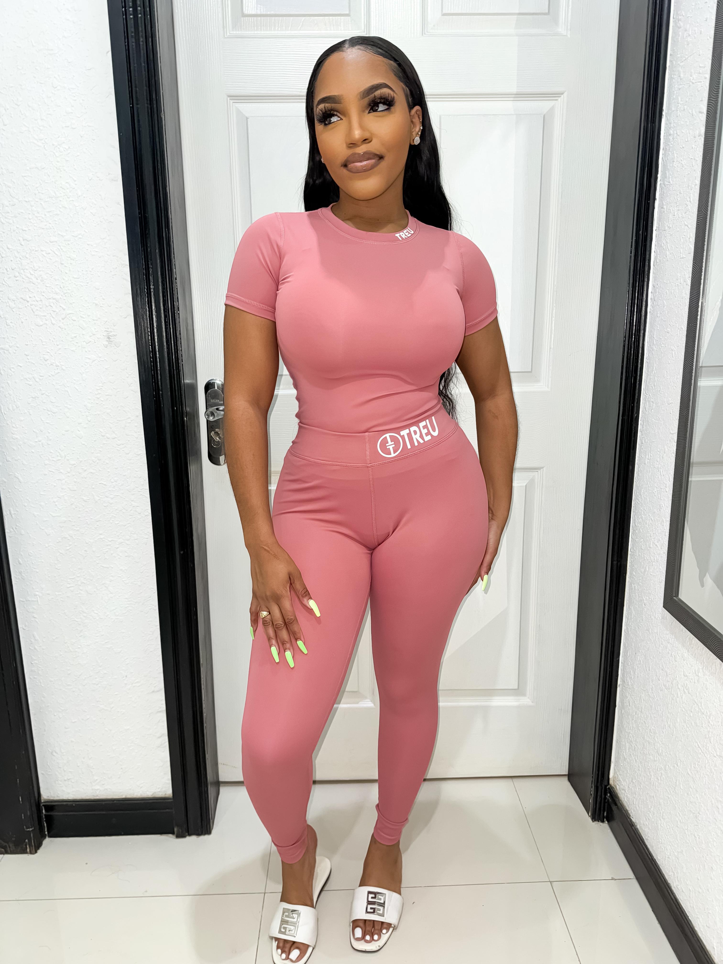 Pink Treu Crop Top Set